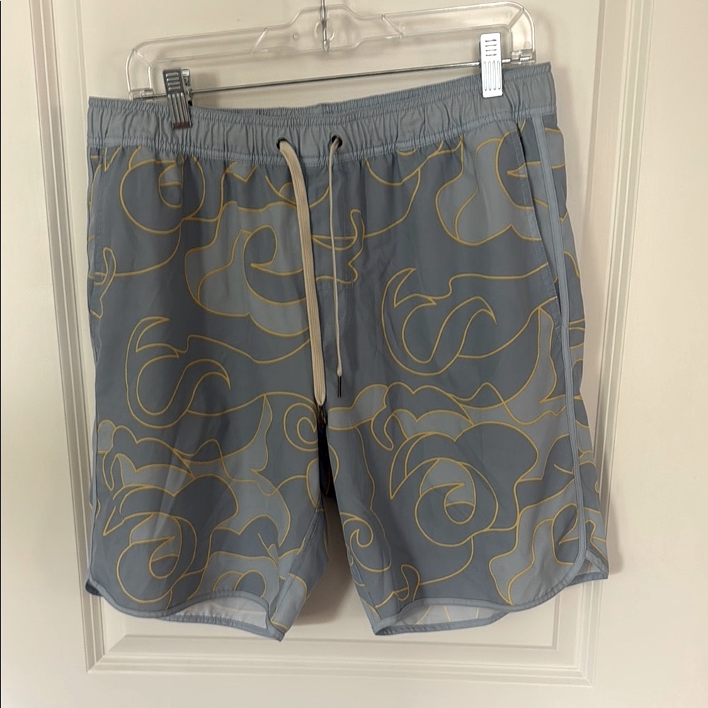 Fair Harbor Blue and Yellow Men's Swim Shorts with liner